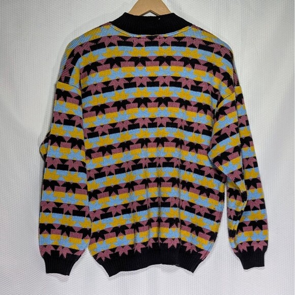 Vintage Wool Blend Scandinavian Snowflake Stripe Sweater - Medium - Picture 3 of 7